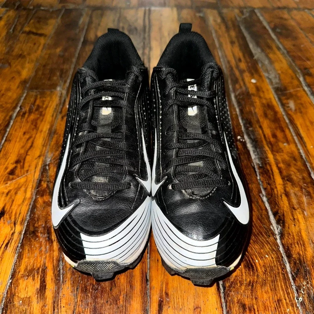 Nike Vapor Keystone 2 Low Cleats Boys Size 4.5‎ Black White Baseball Shoes